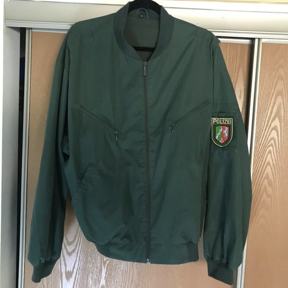 Vintage POLIZEI Forest Green German Police Bomber Jacket Size Large
